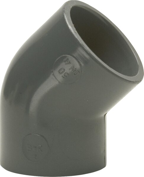 PVC-U - Klebefitting Winkel 45°, 63 mm, beidseitig Klebemuffe