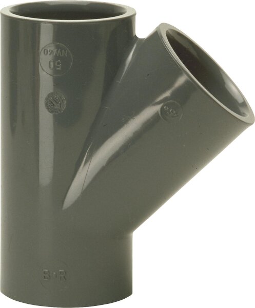 PVC-U - Klebefitting Abzweig 45°, 25 mm, allseitig Klebemuffe