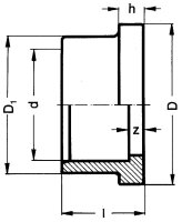 PVC-U - Klebefitting Bundbuchse, 20 mm, für Flachdichtring