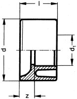 PVC-U - Klebefitting Reduktion kurz, 63 x 25 mm. mit Klebstutzen u. Klebmuffe