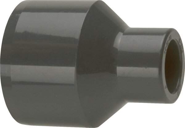 PVC-U - Klebefitting Reduktion lang, 25 x 16 mm, mit Klebstutzen u. Klebmuffe