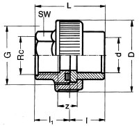 PVC-U - Klebefitting Rohrverschraubung, 50 mm x 11/2"