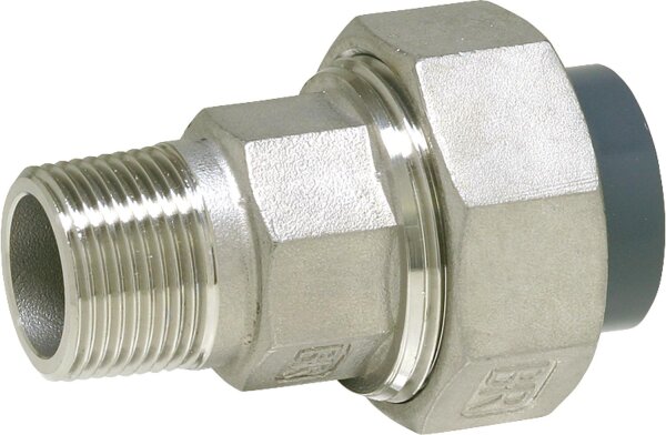 PVC-U - Klebefitting Rohrverschraubung PVC-U/V2A, 25 mm x 3/4", AG