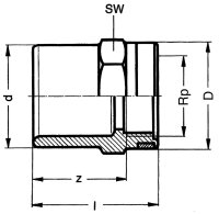 PVC-U - Klebefitting Reduktions-Nippel, 50 mm x 11/4", IG