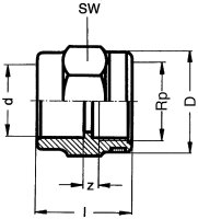 PVC-U - Klebefitting Übergangs-Gewindemuffe, 16 mm x 3/8", IG