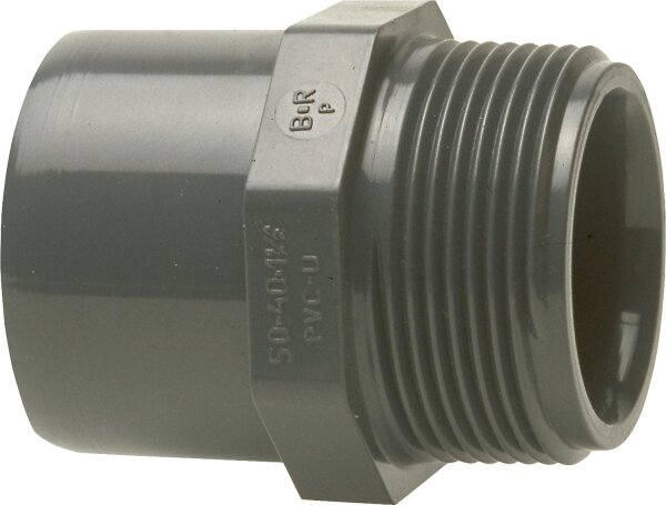PVC-U - Klebefitting Übergangs-Muffennippel, 40/32 mm x 1", AG