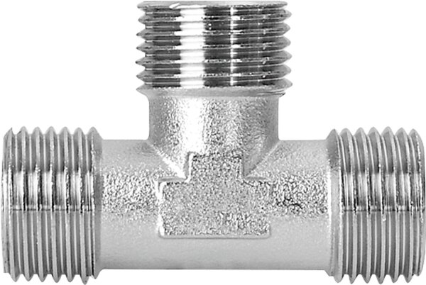 T-Stück DN15 (1/2") AG/AG/AG Messing verchromt