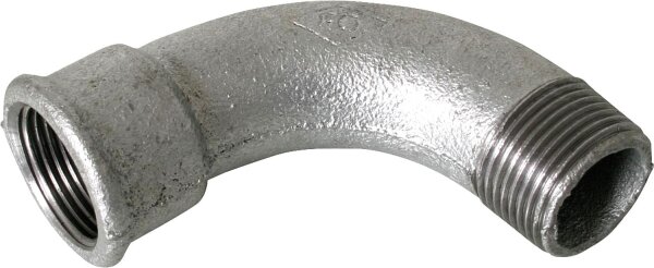 Tempergussfitting verzinkt Nr.1 langer Bogen I/A, Ø 3/4"