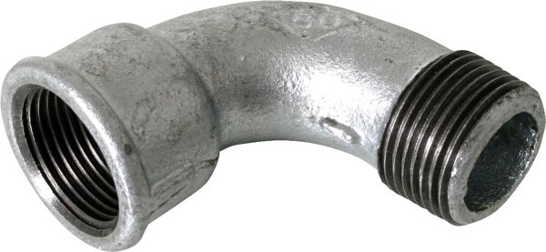 Tempergussfitting verzinkt Nr.1A kurzer Bogen I/A, Ø 1/2"