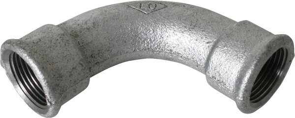 Tempergussfitting verzinkt Nr.2 langer Bogen I/I, Ø 1/2"