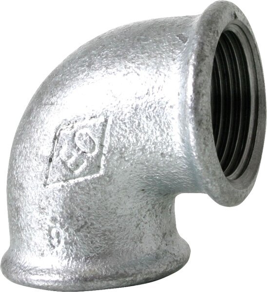 Tempergussfitting verzinkt Nr.90 Winkel  I/I  90°, Ø 1/2"