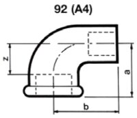 Tempergussfitting verzinkt Nr.92 Winkel  I/A  90°, Ø 1/8"