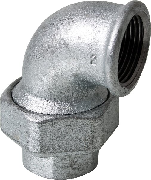 Tempergussfitting verzinkt Nr.95 Winkelverschr. flachdichtend I/I Ø 1"