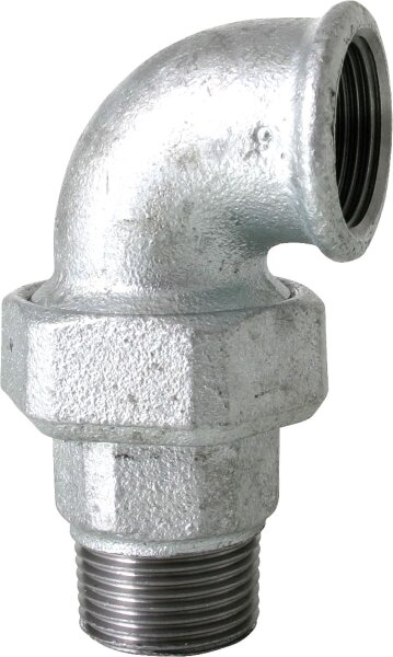 Tempergussfitting verzinkt Nr.97 Winkelverschr. flach I/A Ø 1/2"