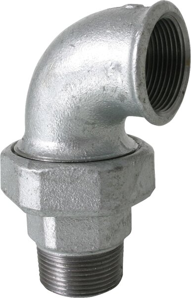 Tempergussfitting verzinkt Nr.98 Winkelverschr. konisch I/A Ø 1"