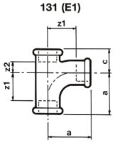 Tempergussfitting verzinkt Nr. 131, Bogen-T-Stück,...