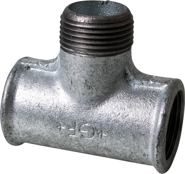 Tempergussfitting verzinkt Nr. 133, T-Stück I/A/I, Ø 3/8"