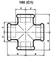 Tempergussfitting verzinkt Nr. 180, Kreuzstück IG, Ø 3/4"