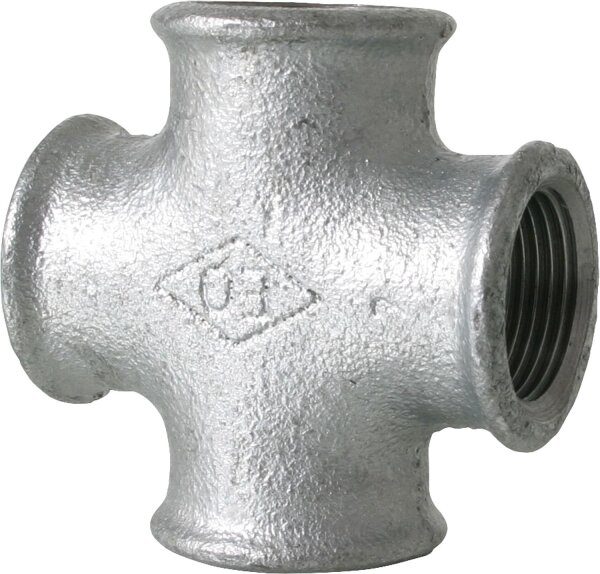 Tempergussfitting verzinkt Nr. 180, Kreuzstück IG, Ø 1 1/2"