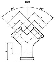 Tempergussfitting verzinkt Nr. 220 Y Verteiler, Ø 1/2"