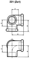 Tempergussfitting verzinkt Nr. 221 Winkelverteiler, Ø 1"