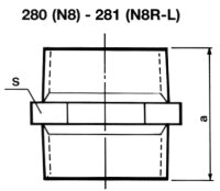 Tempergussfitting verzinkt Nr. 281 Doppelnippel mit Rechts- und Linksgewinde Ø 2"