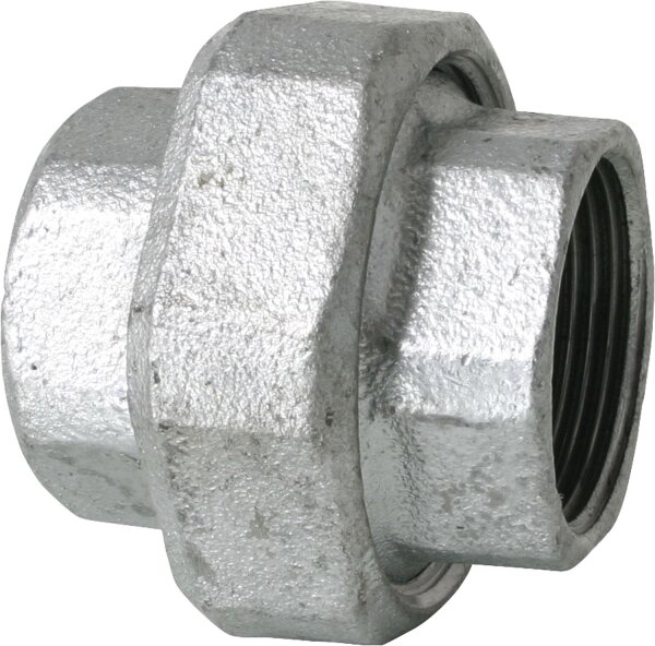 Tempergussfitting verzinkt Nr. 330 Verschraubung, flach dichtend, Ø 1/2"