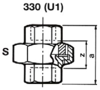 Tempergussfitting verzinkt Nr. 330 Verschraubung, flach dichtend, Ø 1 1/2"
