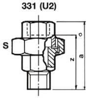 Tempergussfitting verzinkt Nr. 331 Verschraubung, flach dichtend, Ø 3/8"