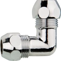 Winkel-Verschraubung verchromt mit 2 Quetschen 10 mm