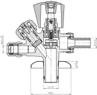 Geräte-Anschluss-Ventil Kombi-Eck, matt verchromt 1/2"x10