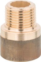 Rotguss-Gewindefitting Hahnverlängerung mit DVGW Typ...