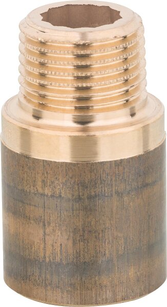 Rotguss-Gewindefitting Hahnverlängerung mit DVGW Typ 3540, 1/2x30mm (I/A)