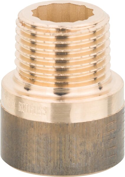 Rotguss-Gewindefitting Hahnverlängerung mit DVGW Typ 3540, 1/2x50mm (I/A)