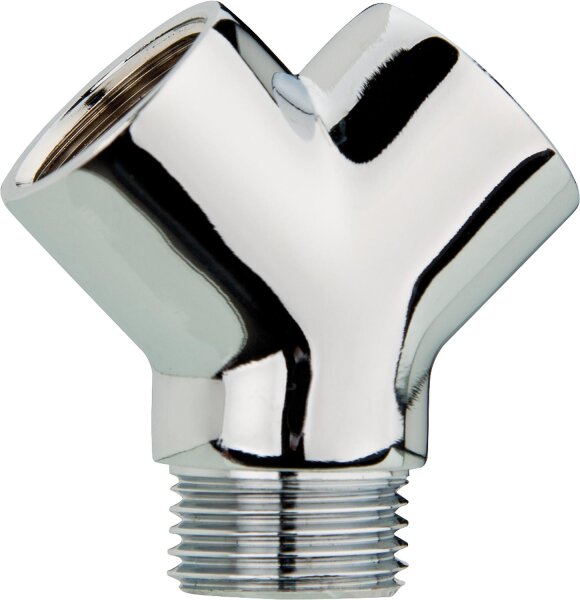 Y-Stück messing verchromt  1 x DN15(1/2") AG / 2 xDN 15 (1/2") IG