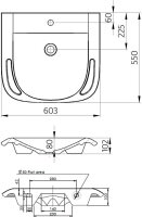 Waschtisch Elida Mineralguss weiß, 1 Hahnloch, 2 Griffe, BxHxT:603x102x550mm