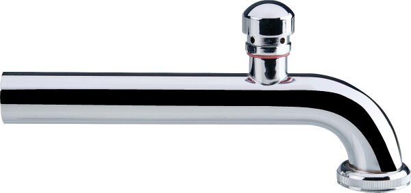 Abgangsbogen 90° Messing verchromt 32 x 300mm mit Bördelrand, Rändelmutter, Belüfter