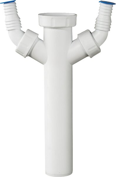 Verstellrohr PP weiß 11/2" x 40 x 200mm mit 2 Schlauchanschlüssen