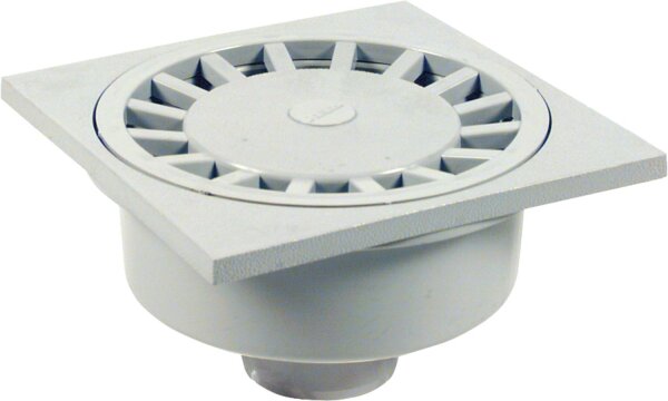 Haus- und Hofablauf grau 300x300x145 mm Abgang DN 100 senkrecht