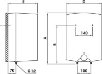 Warmwasserspeicher druckfest Typ GT 10 U EVE 10 Ltr-Untertisch elektrisch