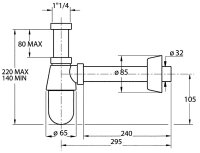 Flaschensiphon kunststoff chrom 11/4" DN32