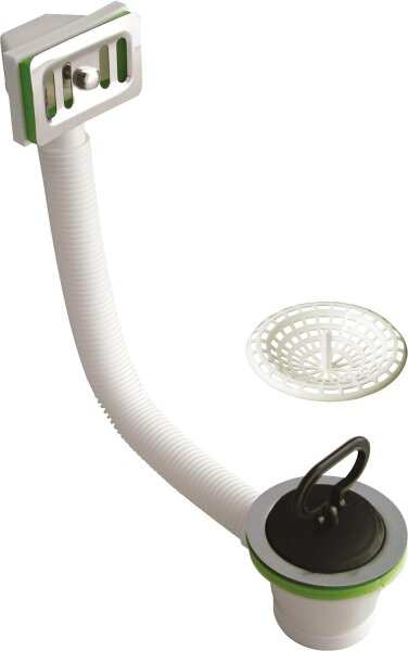 Ab-& Überlaufgarnitur 11/2" x 70mm inkl.Überlaufgitter mit flexiblem Ablauf