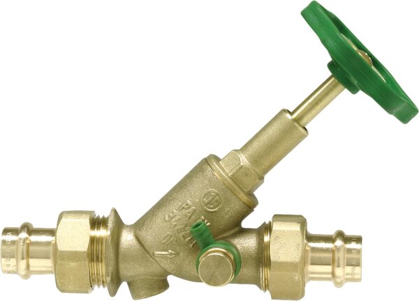 Freistromventil mit Pressverschraubung V-Kontur  DN 40/42mm steigende Spindel Entleerung