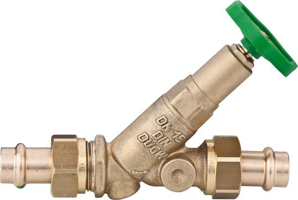 Freistromventil mit Pressverschraubung V-Kontur  DN 20/22mm nichtst. Spindel