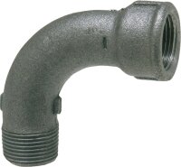 Tempergussfitting, schwarz Bogen 90°, lang,...