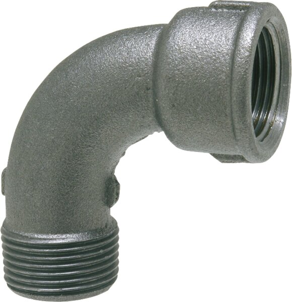 Tempergussfitting, schwarz Bogen 90°, kurz, 2" (i/a) Typ 1A