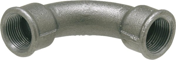 Tempergussfitting, schwarz Bogen 90°, lang, 1/2" (i/i) Typ 2