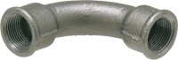 Tempergussfitting, schwarz Bogen 90°, lang,...