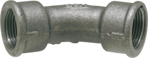 Tempergussfitting, schwarz Bogen 45°, 1/2" (i/i) Typ 41