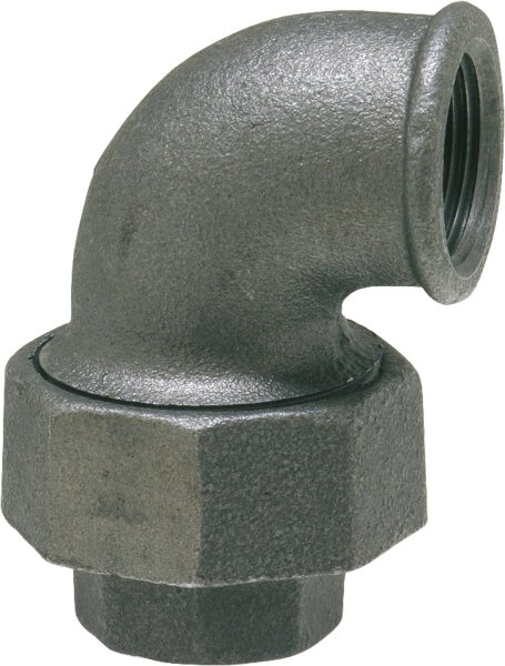 Tempergussfitting, schwarz Winkelverschraubung 1" (i/i) Typ 96, konisch dichtend